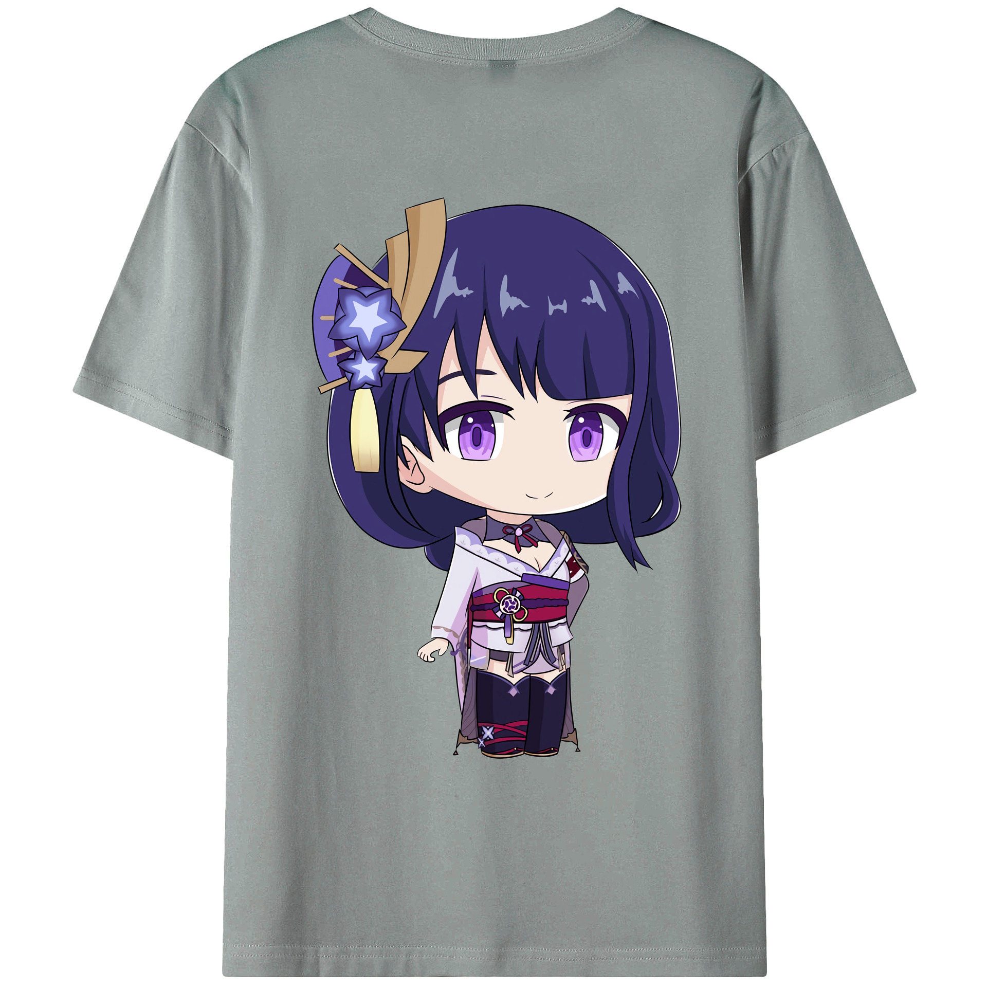 げんし神 雷電将軍 らいでんしょうぐん genshin Raiden Shogun 綿100％ メンズ半袖Tシャツ（バックプリント） 通気性